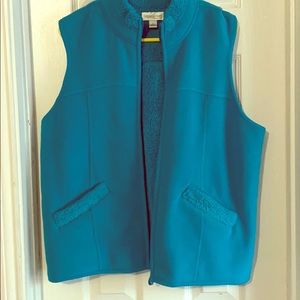 Coldwater creek teal fleece lined vest